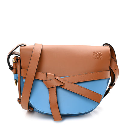 Loewe Calfskin Small Gate Crossbody Bag Tan Sky Blue 1 of 9