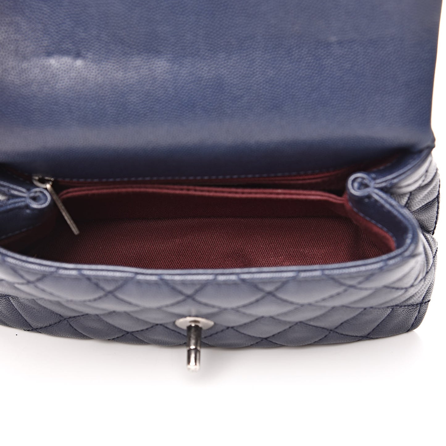 Caviar Quilted Mini Coco Handle Flap Navy Blue