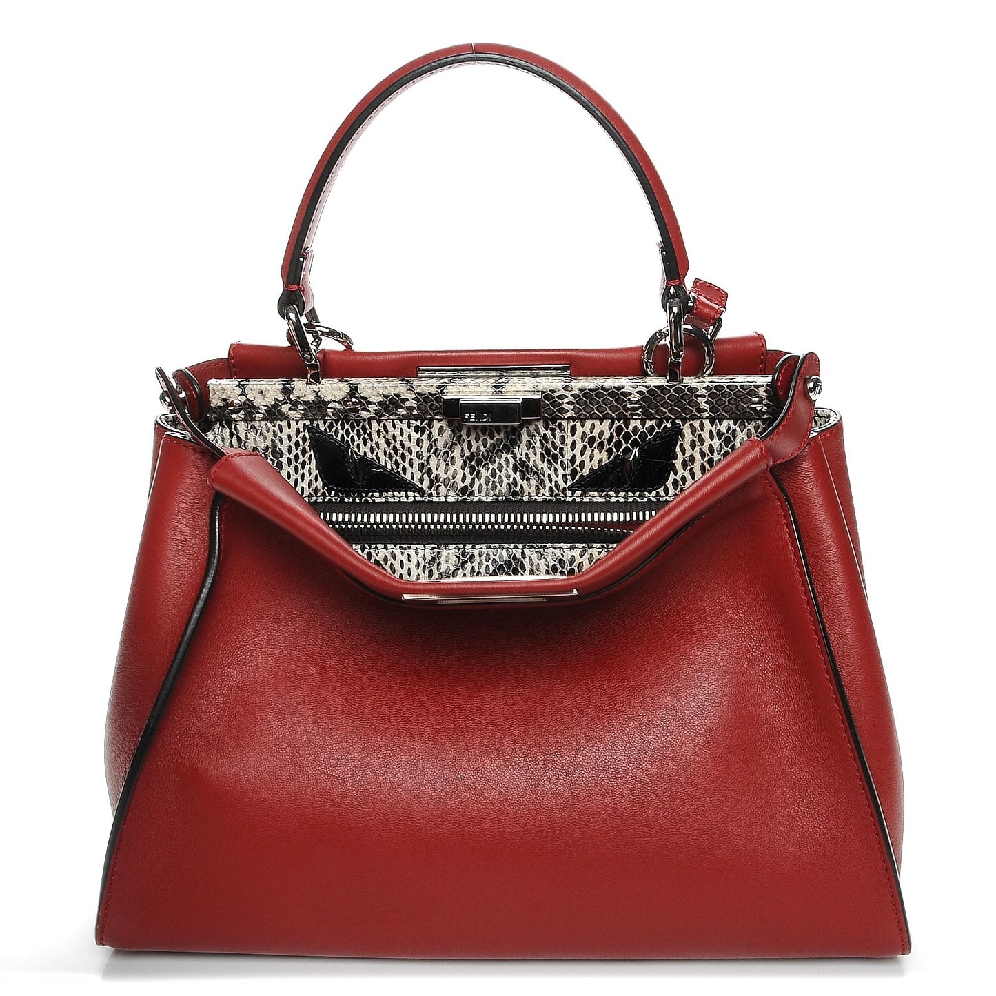 Vitello Seta Elaphe Crocodile Monster Eyes Medium Peekaboo Iconic Satchel Ribes Naturale