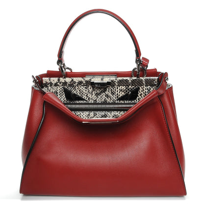 Fendi Vitello Seta Elaphe Crocodile Monster Eyes Medium Peekaboo Iconic Satchel Ribes Naturale 1 of 9