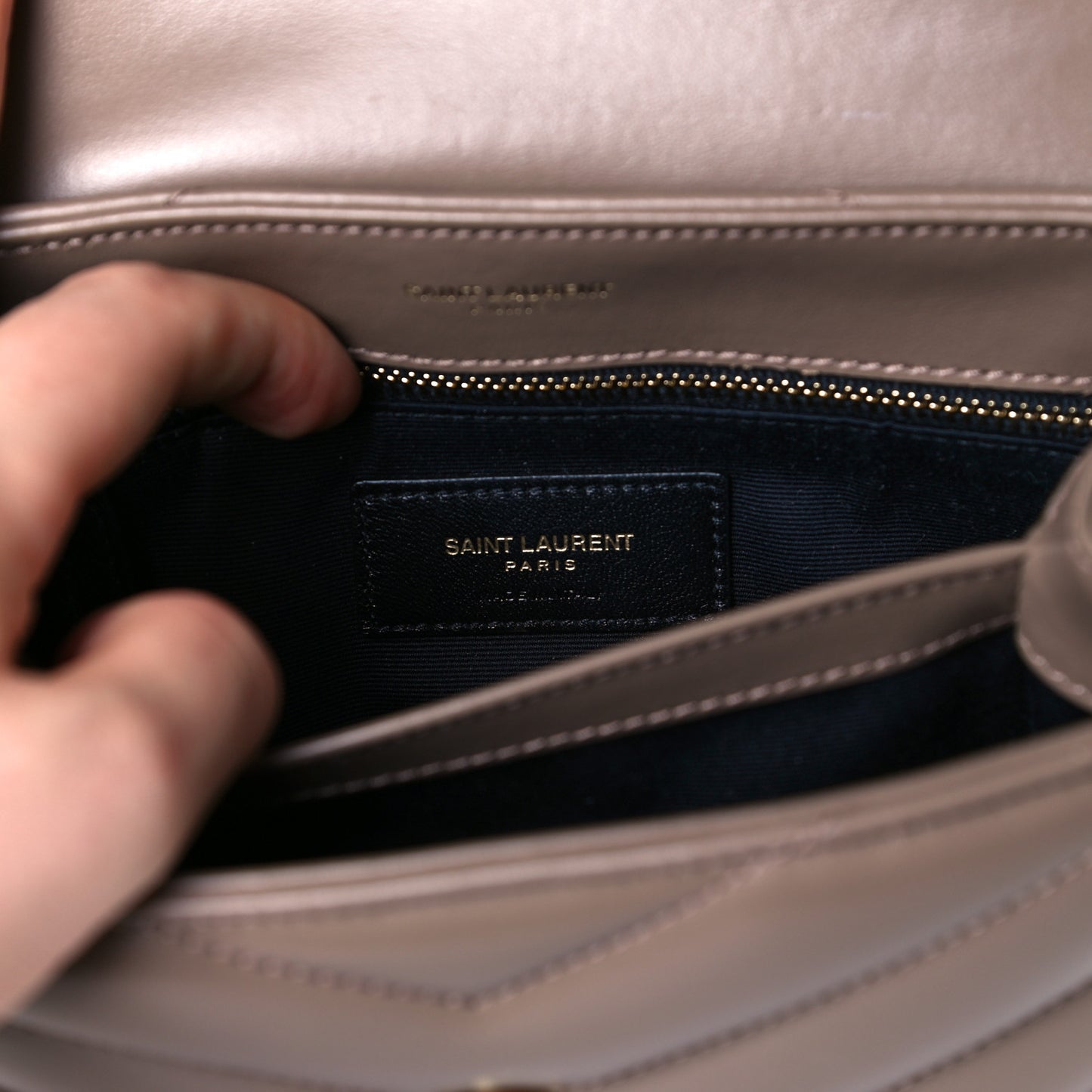Calfskin Y Quilted Monogram Toy Loulou Crossbody Bag Dark Beige