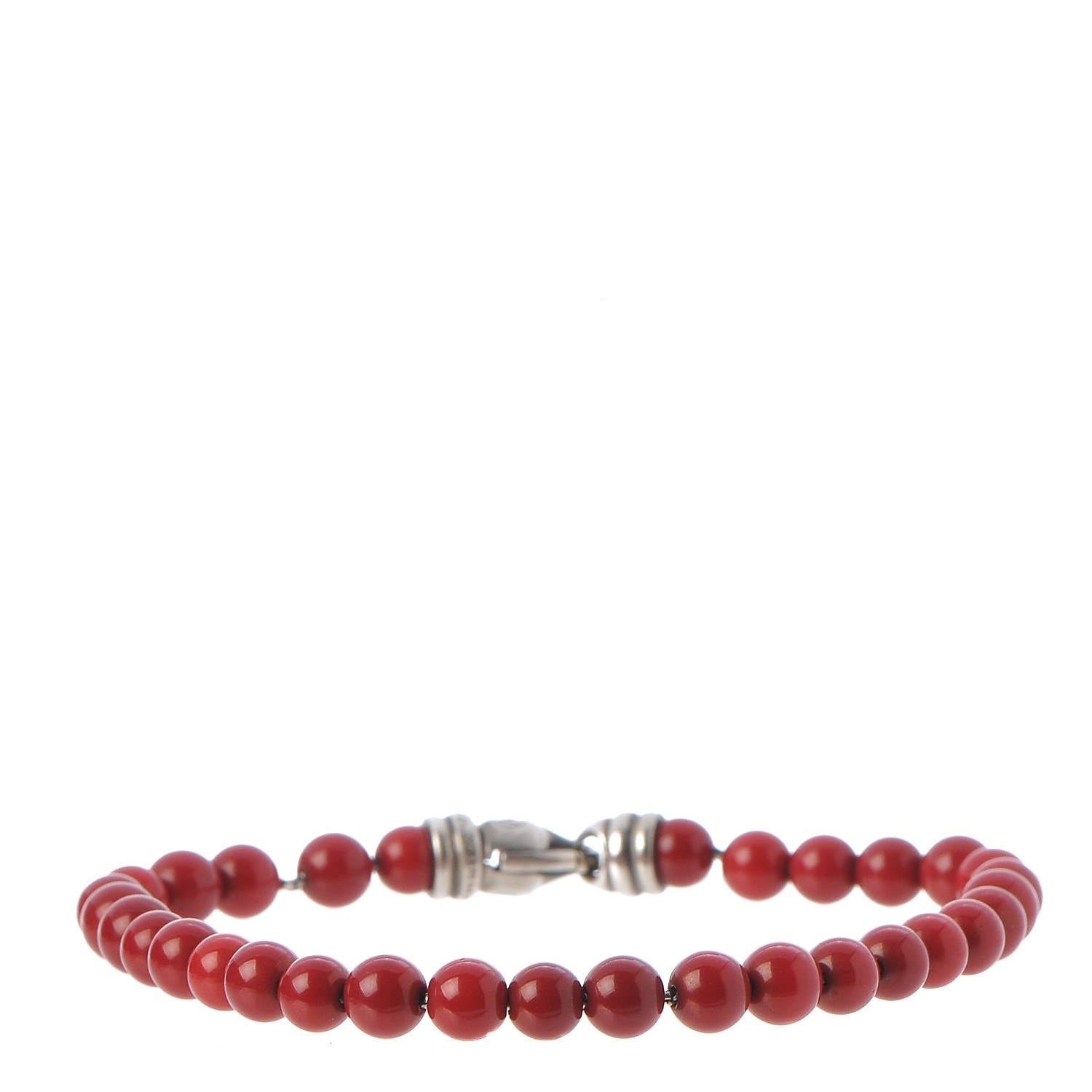 David Yurman Sterling Silver Carnelian 6mm Spiritual Beads Bracelet 1 of 5
