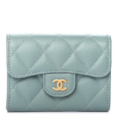 Chanel Iridescent Caviar Quilted Flap Card Holder Wallet Light Blue 1 of 7