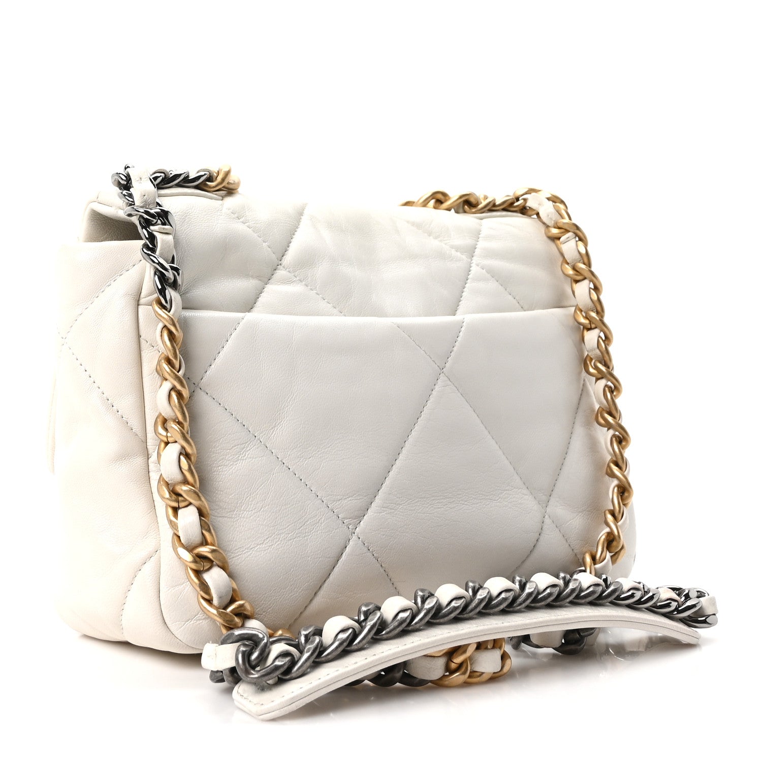 Chanel Goatskin Quilted Medium Chanel 19 Flap White 3 of 10
