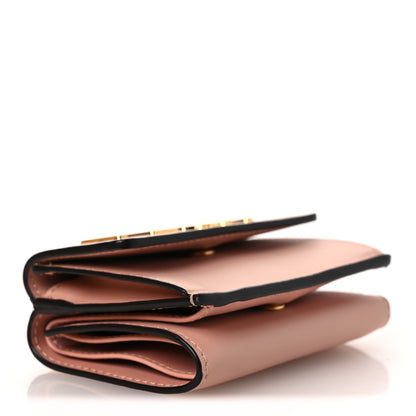 Fendi Vitello Kyoto Metal Fendi Roma Logo Micro Trifold Wallet with Chain Light Rose 4 of 13