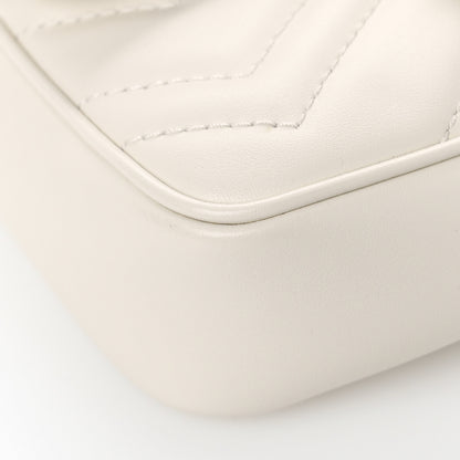 Gucci Calfskin Matelasse Super Mini GG Marmont Shoulder Bag White 8 of 9