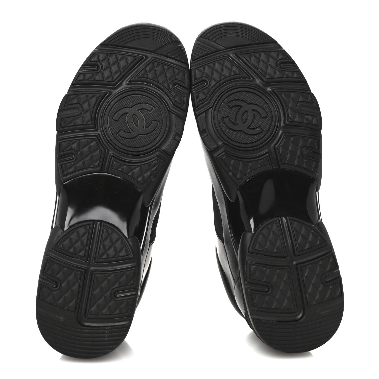 Chanel Lambskin Fabric CC Uniform Mens Sneakers 44 Black 6 of 9