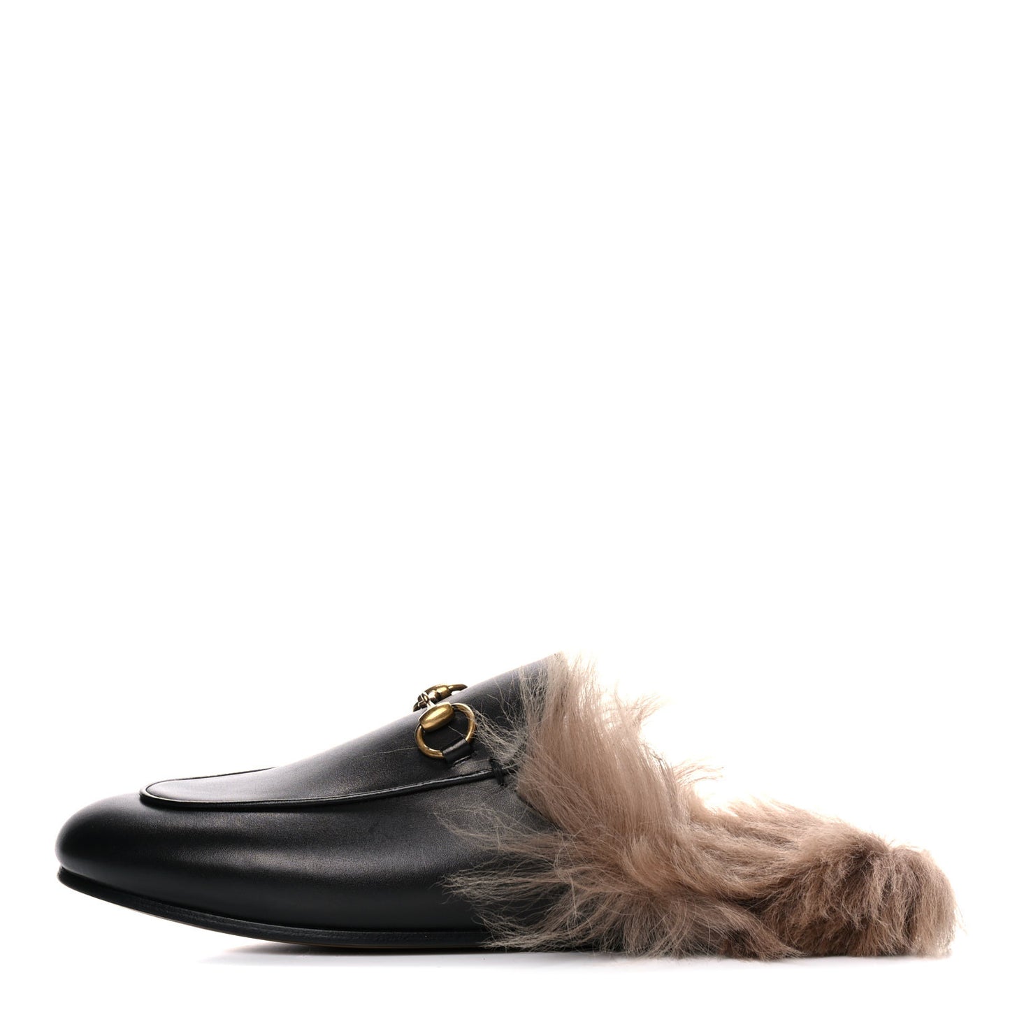 Calfskin Fur Womens Princetown Slippers 37.5 Black