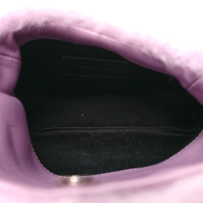 Saint Laurent Shearling Quilted Monogram Loulou Puffer Pouch Clutch Lilac 6 of 13