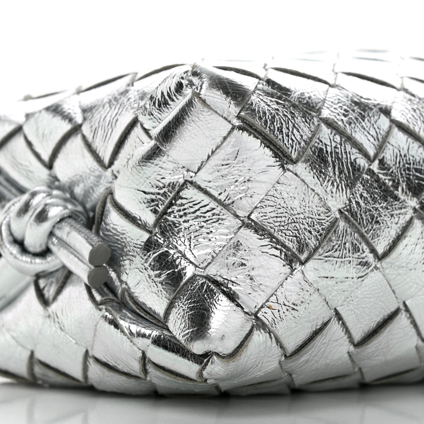 Metallic Nappa Intrecciato Mini Looping Crossbody Silver