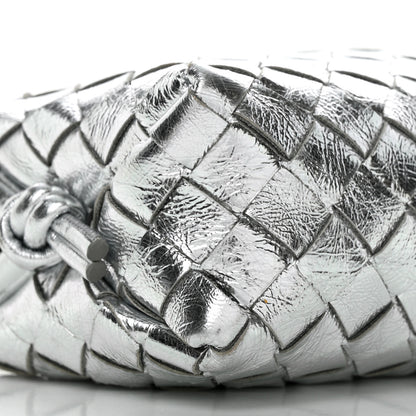 Bottega Veneta Metallic Nappa Intrecciato Mini Looping Crossbody Silver 16 of 19