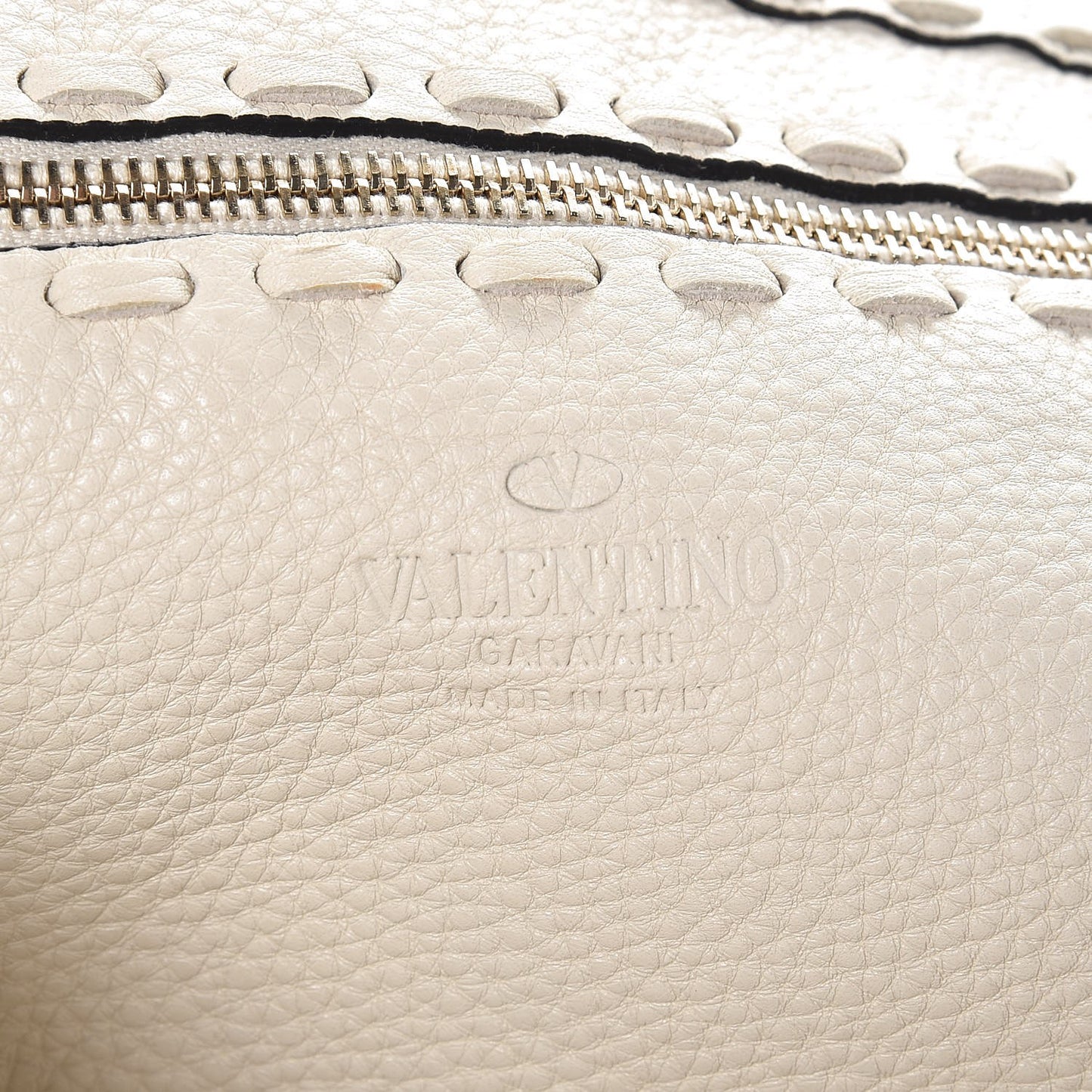 Grained Calfskin C-Rockee Fringe Tote Ivory