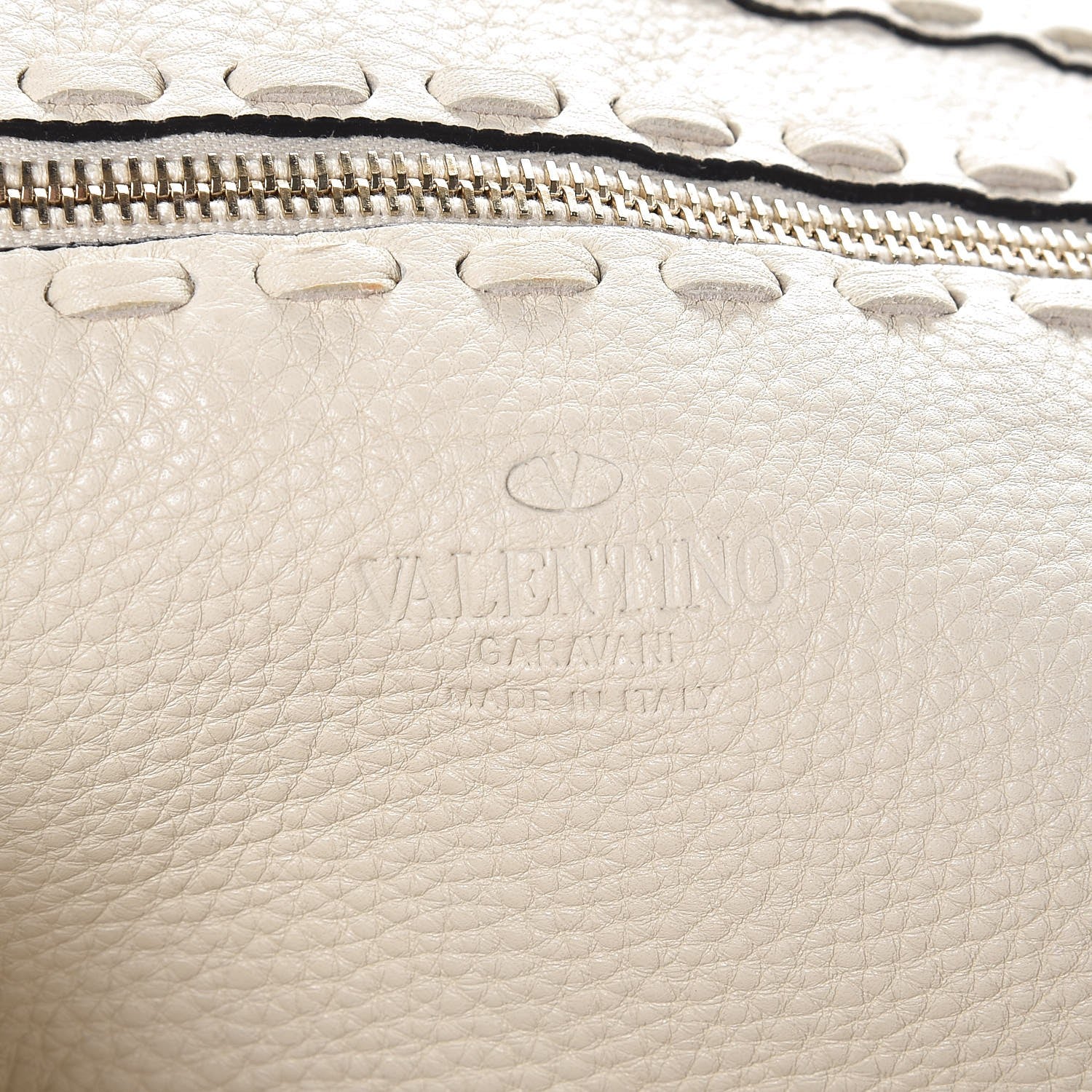 Valentino Garavani Grained Calfskin C-Rockee Fringe Tote Ivory 6 of 7