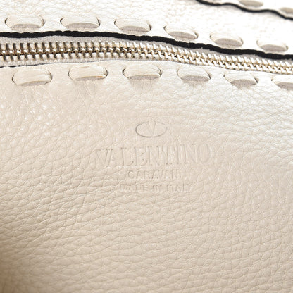 Valentino Garavani Grained Calfskin C-Rockee Fringe Tote Ivory 6 of 7