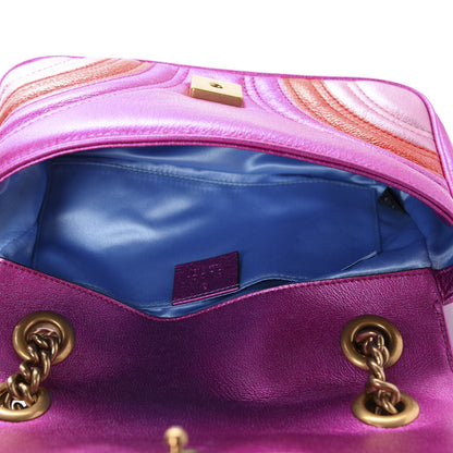Gucci Metallic Calfskin Matelasse Mini GG Marmont Shoulder Bag Fuchsia 5 of 10
