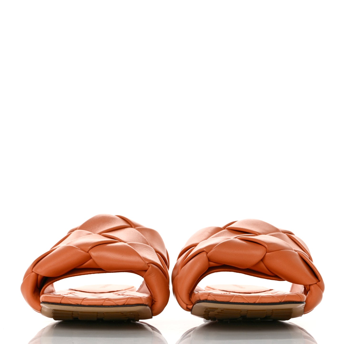 Nappa Maxi Intrecciato Lido Flat Sandals 36.5 Papaya