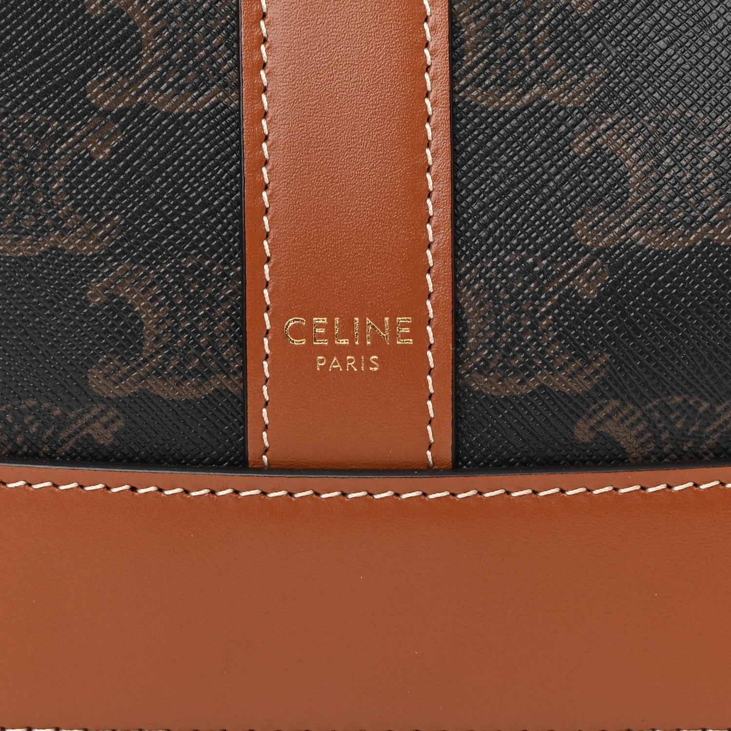 Celine Triomphe Canvas Calfskin Small Bucket Bag Tan 7 of 8