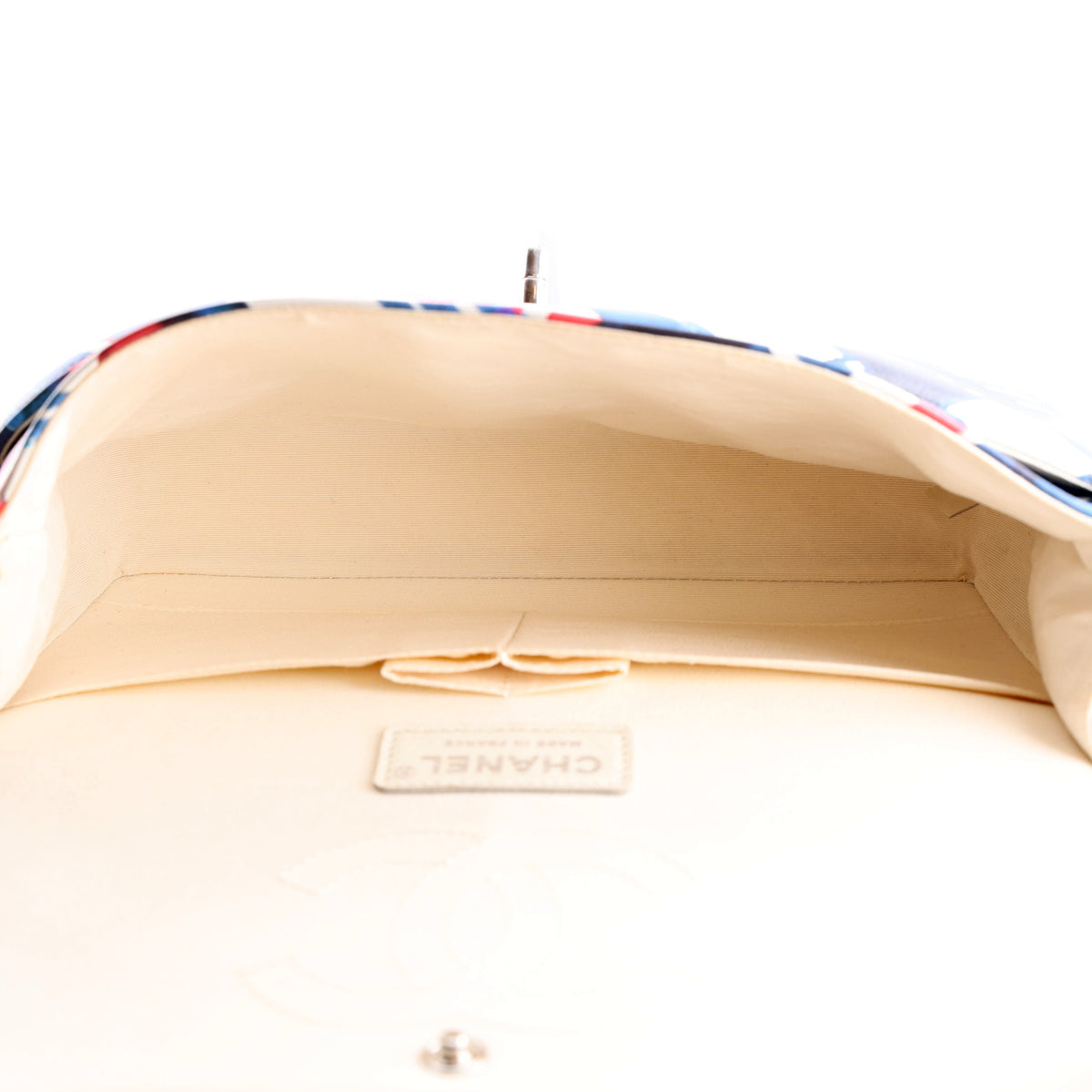 Lambskin Airline Printed Medium Double Flap White Red Blue