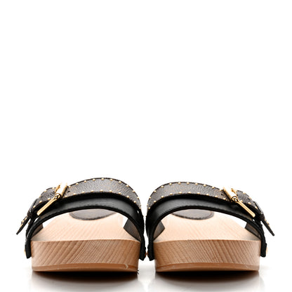 Louis Vuitton Calfskin Monogram Cottage Mules 39.5 Black 2 of 8