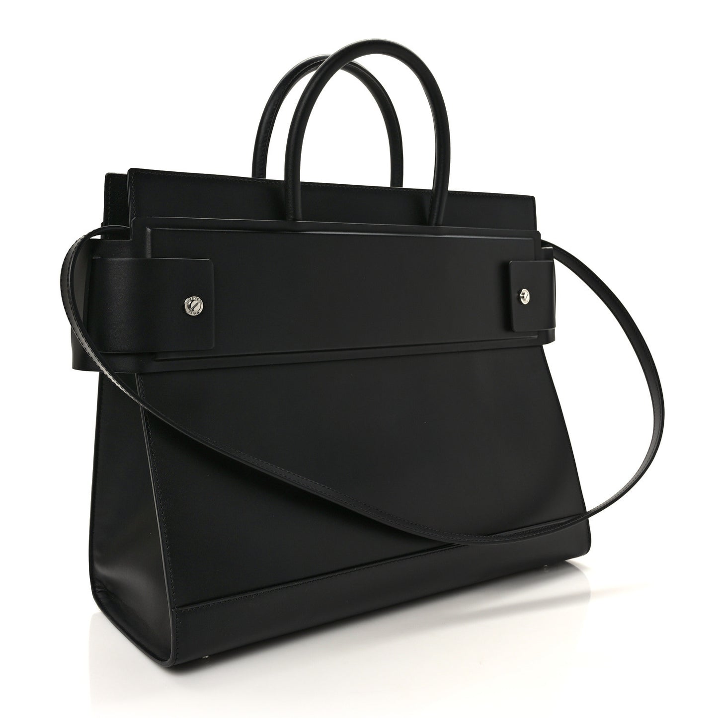 Smooth Calfskin Medium Horizon Satchel Black