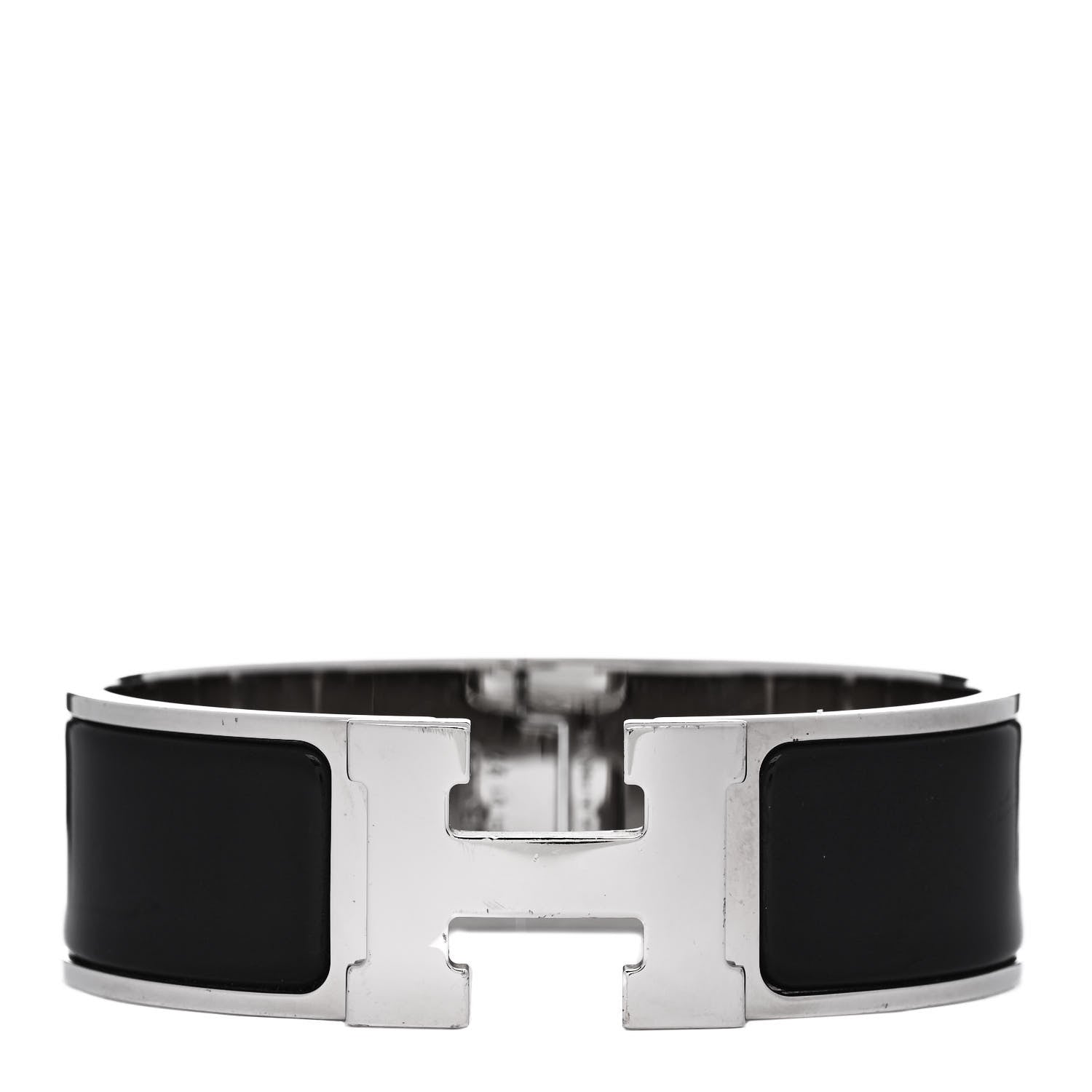Hermes Enamel Wide Clic Clac H Bracelet GM Black 1 of 5