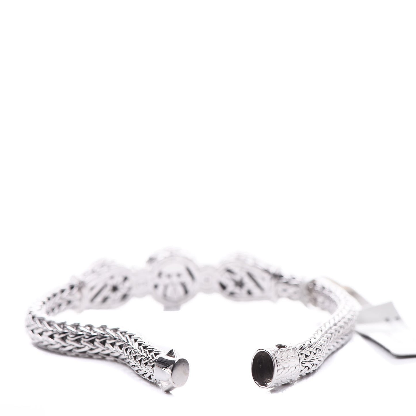 Sterling Silver Pave Diamond Round Trio Station Bracelet