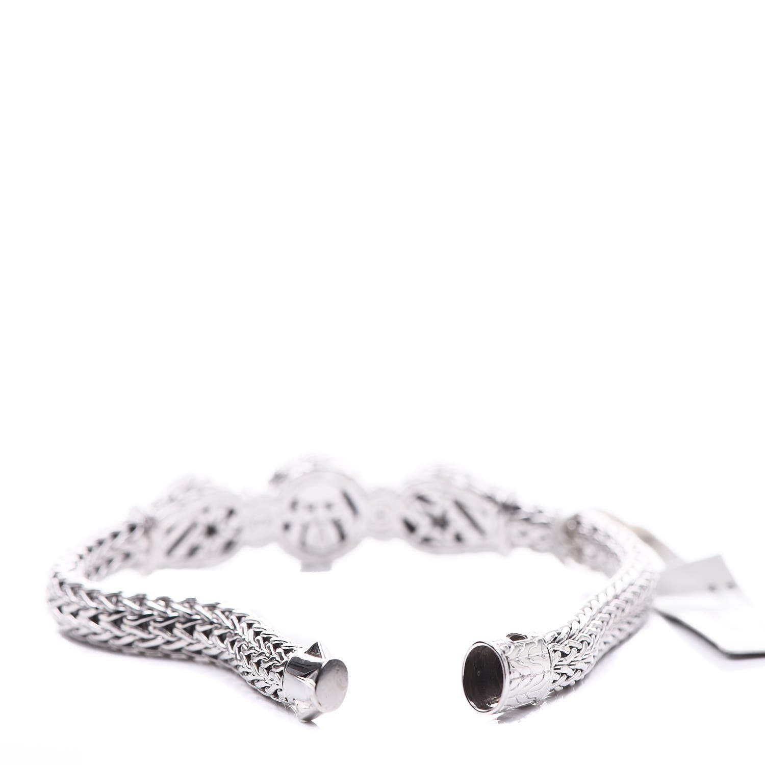 John Hardy Sterling Silver Pave Diamond Round Trio Station Bracelet 5 of 5