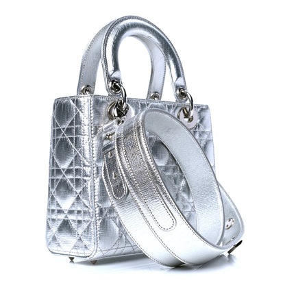 Christian Dior Metallic Grained Calfskin Cannage Small Lucky Badges My Lady Dior Silver 3 of 6