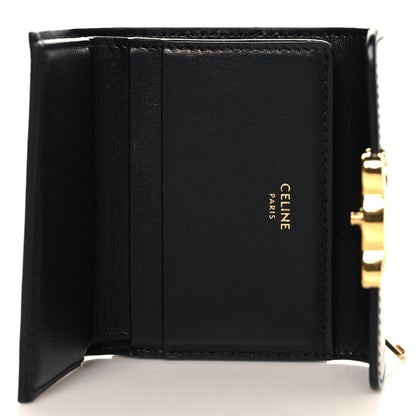 Celine Calfskin Compact Triomphe Wallet With Coin Purse Black 6 of 7