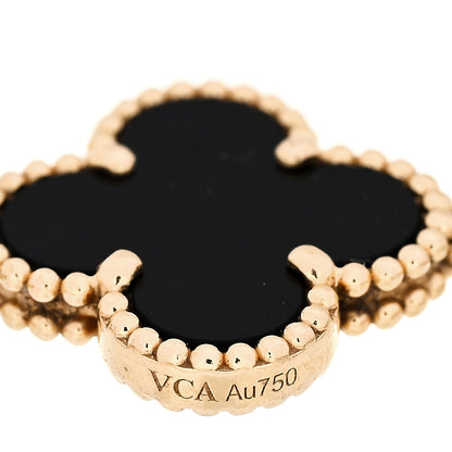 Van Cleef & Arpels 18K Yellow Gold Black Onyx 5 Motifs Vintage Alhambra Bracelet 6 of 7