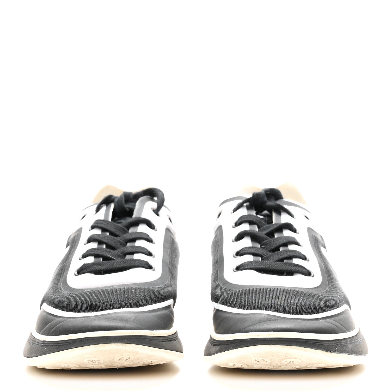 Chanel Lycra CC Sneakers 38.5 Black White 3 of 9