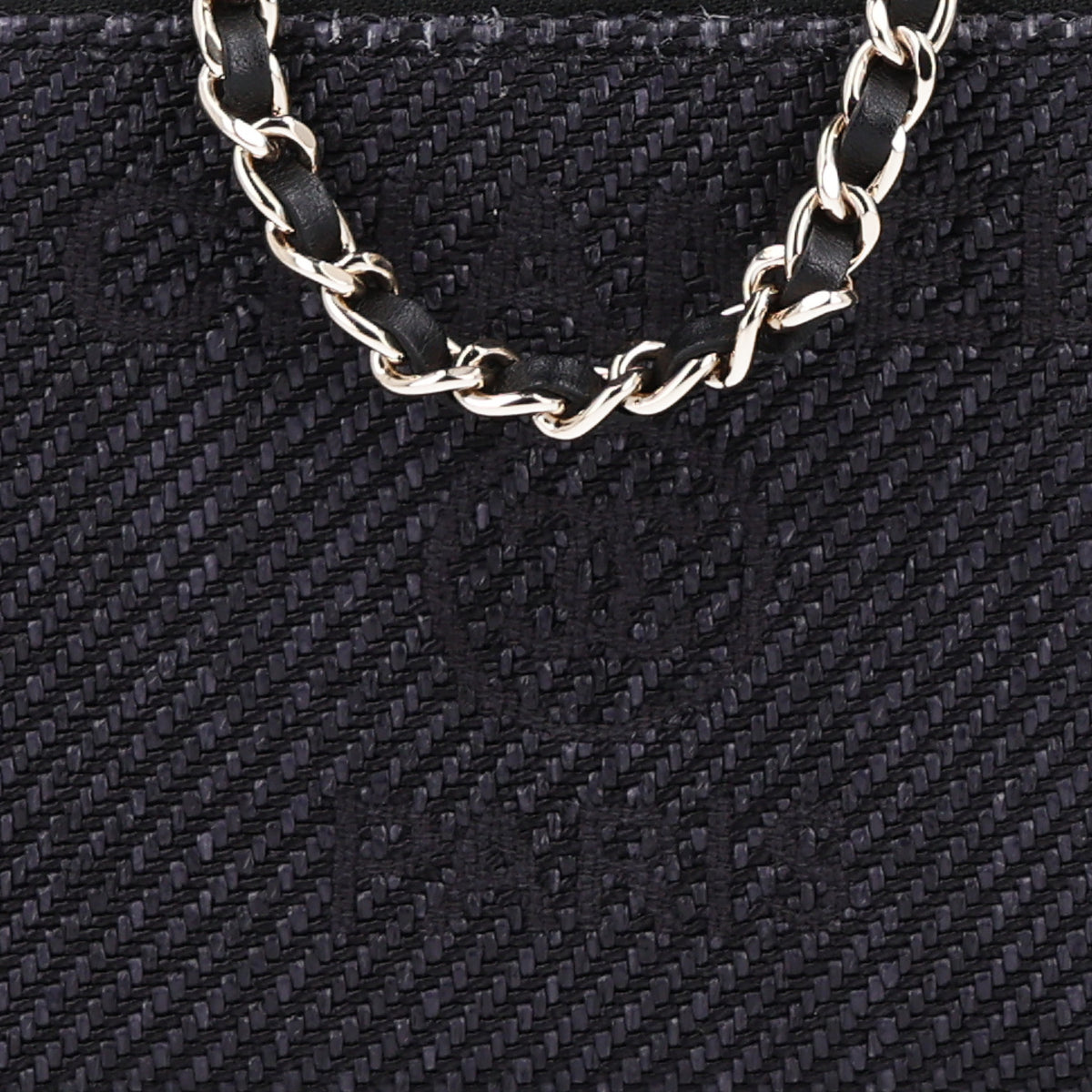 Chanel Lurex Straw Small Deauville Clutch With Chain Black 9 of 11
