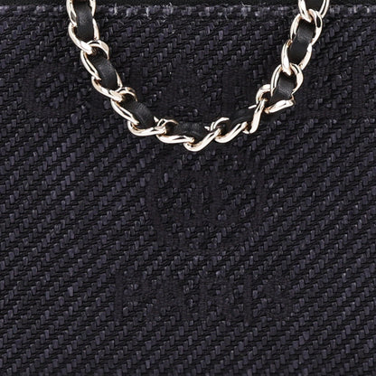 Chanel Lurex Straw Small Deauville Clutch With Chain Black 9 of 11