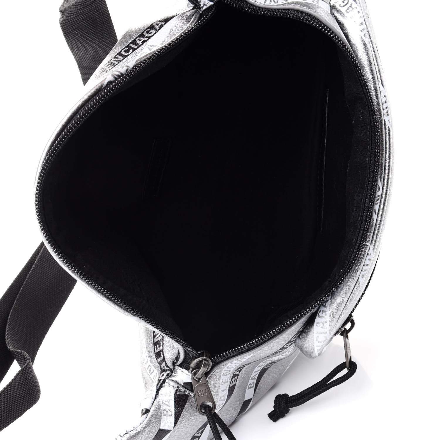 Balenciaga Metallic Calfskin Losange Monogram Explorer Belt Bag Silver Black White 4 of 9