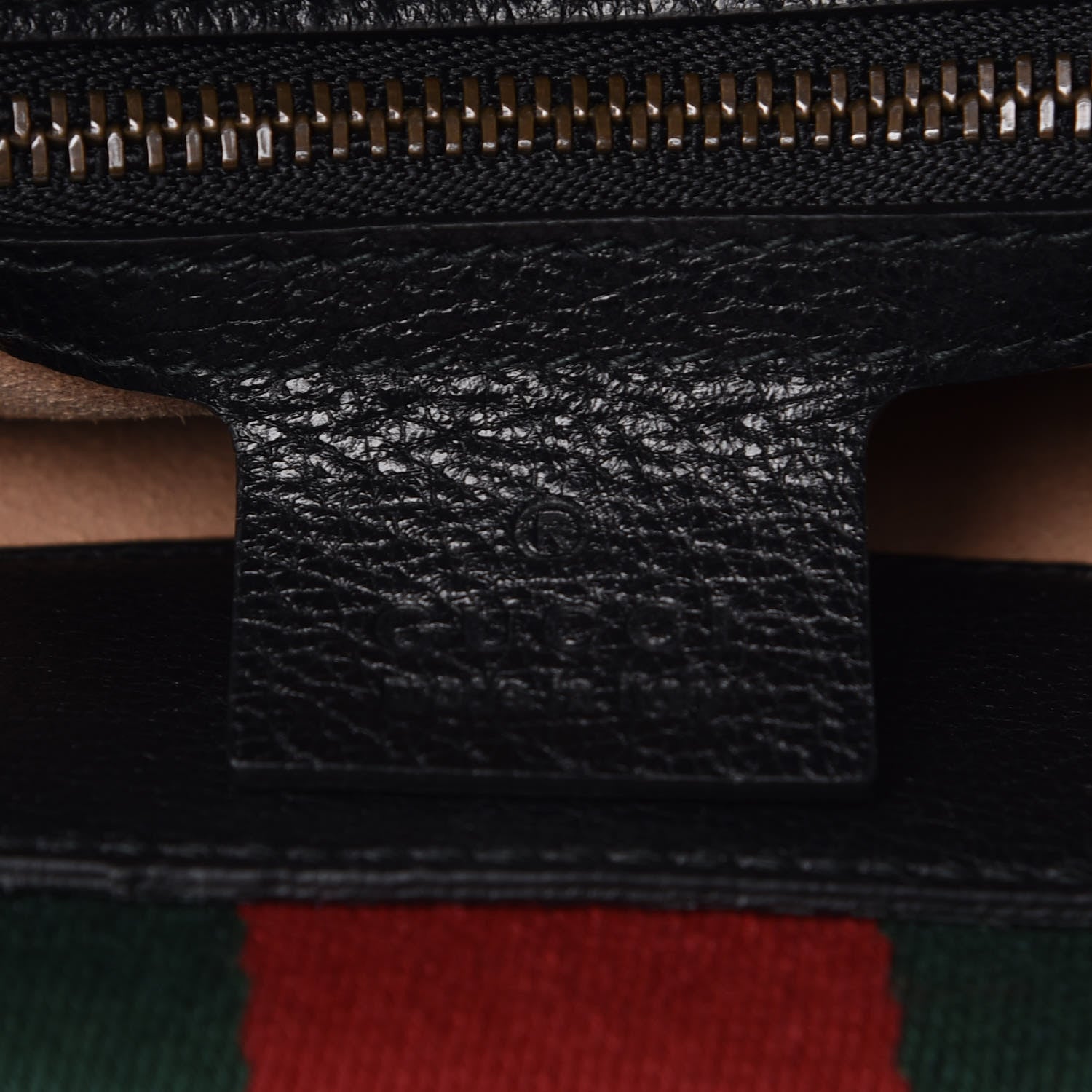 Gucci Grained Calfskin Web Crystal Butterfly Stripe Medium Totem Top Handle Bag Black 8 of 13