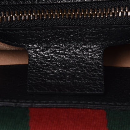Gucci Grained Calfskin Web Crystal Butterfly Stripe Medium Totem Top Handle Bag Black 8 of 13