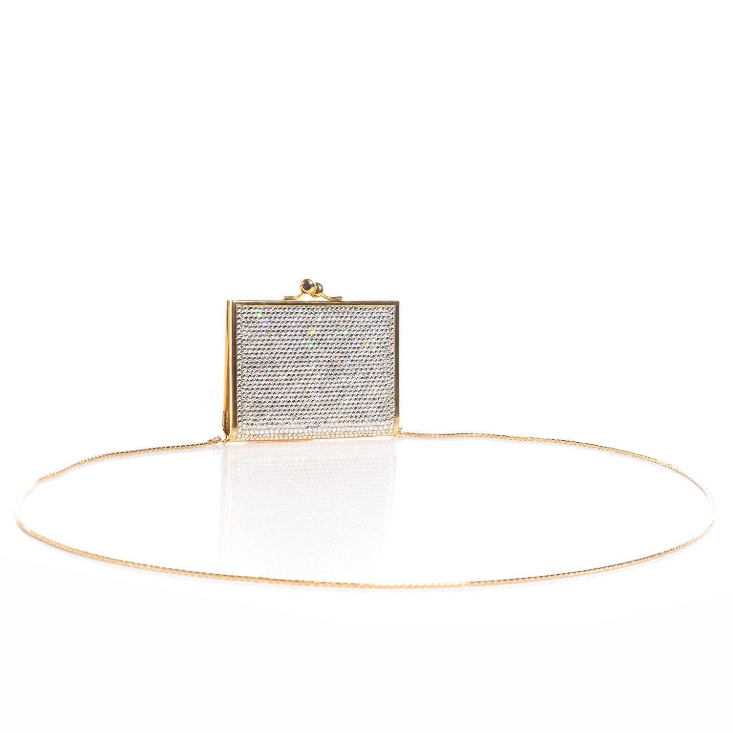Judith Leiber Swarovski Crystal Rose Quartz Kisslock Minaudiere Gold 3 of 8