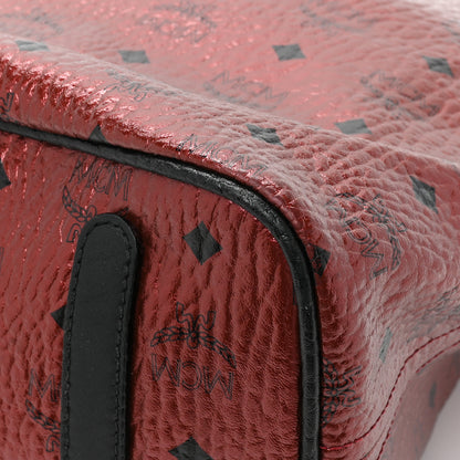 MCM Metallic Visetos Medium Anya Shopper Tote Scooter Red 12 of 15