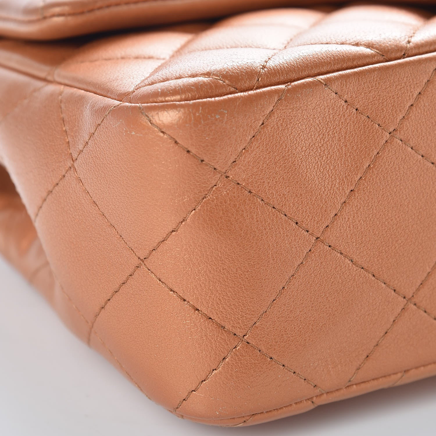 Chanel Metallic Lambskin Quilted Mini Rectangular Flap Copper 14 of 15