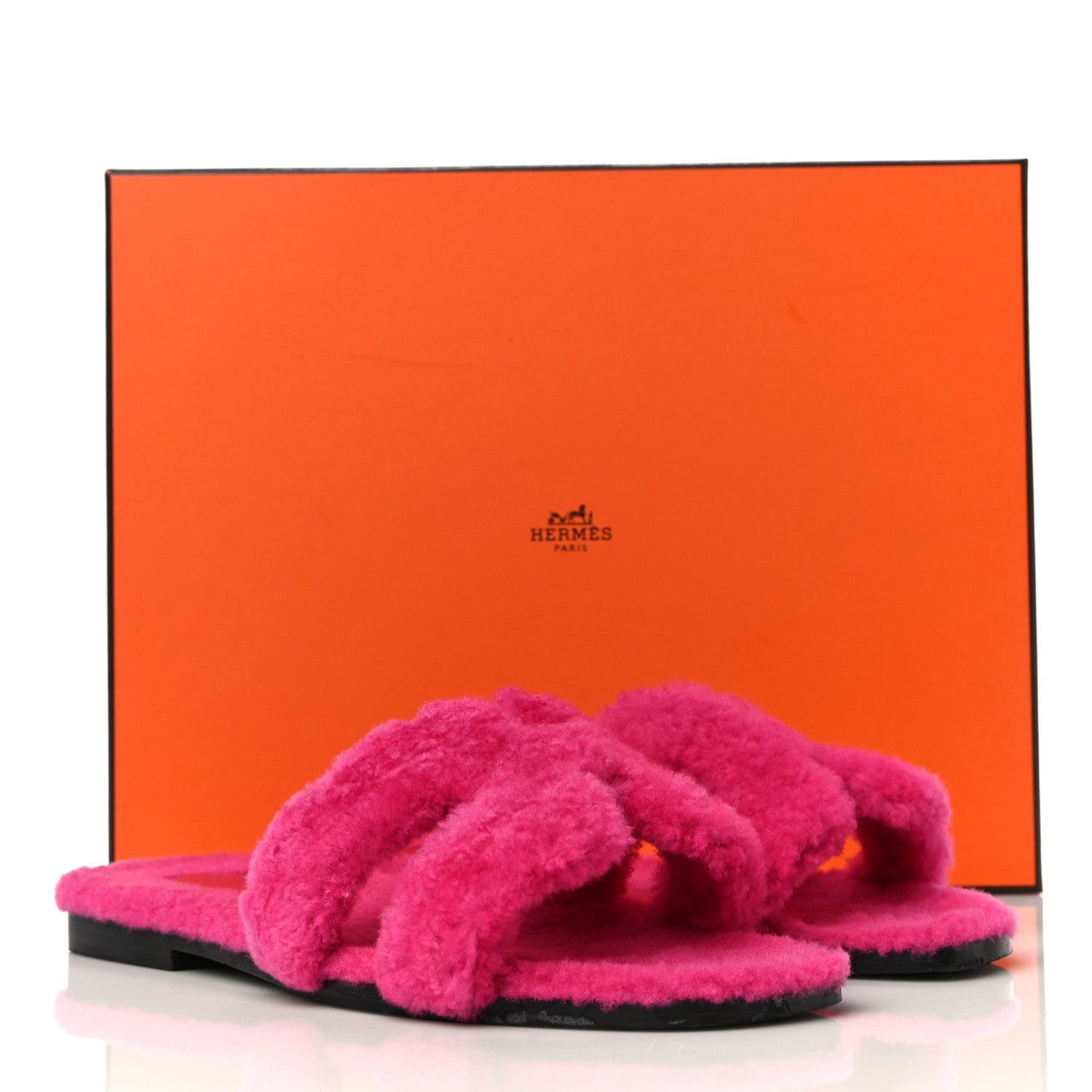 Hermes Woolskin Oran Sandals 37 Rose Fuchsia 16 of 16