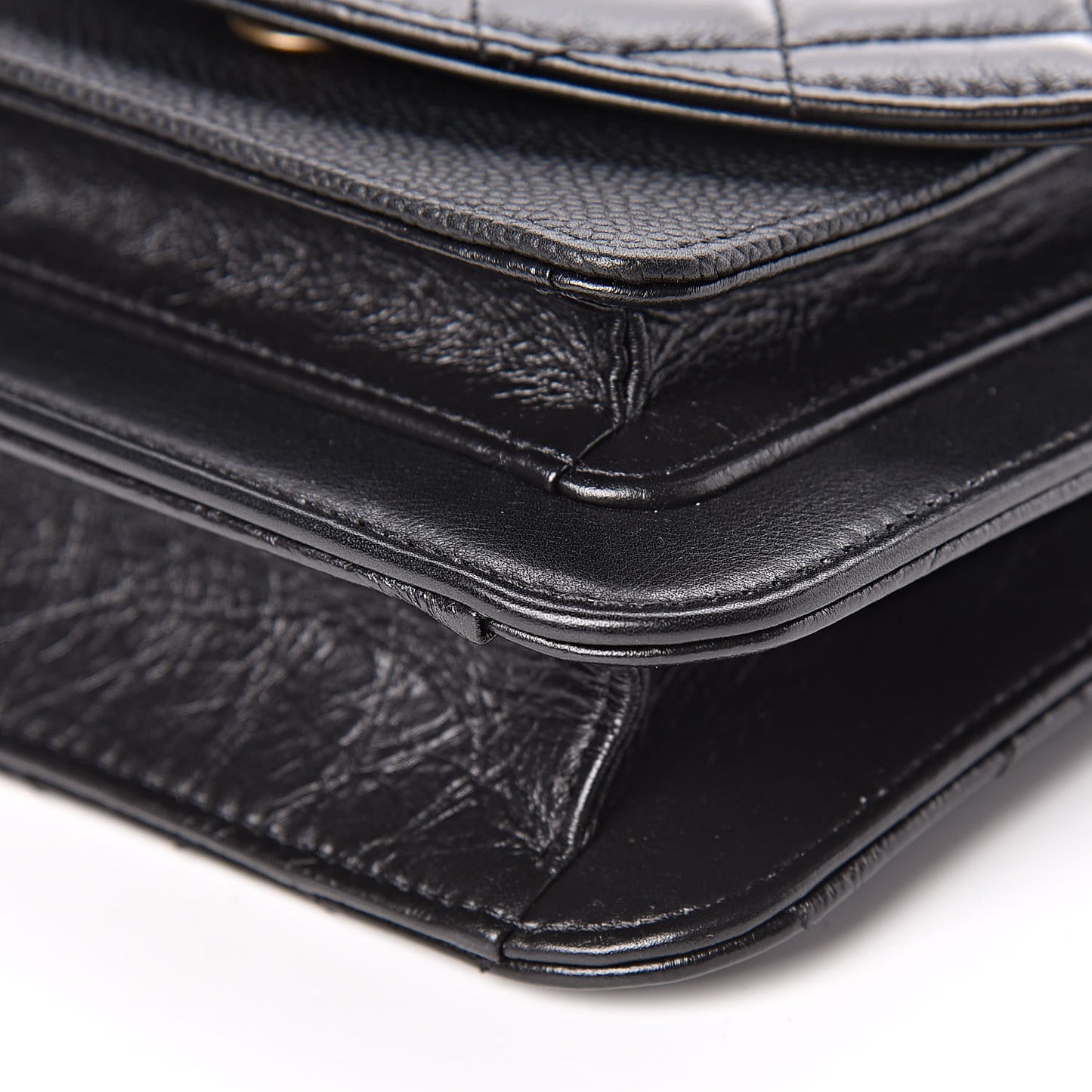 Calfskin Caviar Quilted Mini Chain Handle Flap Black