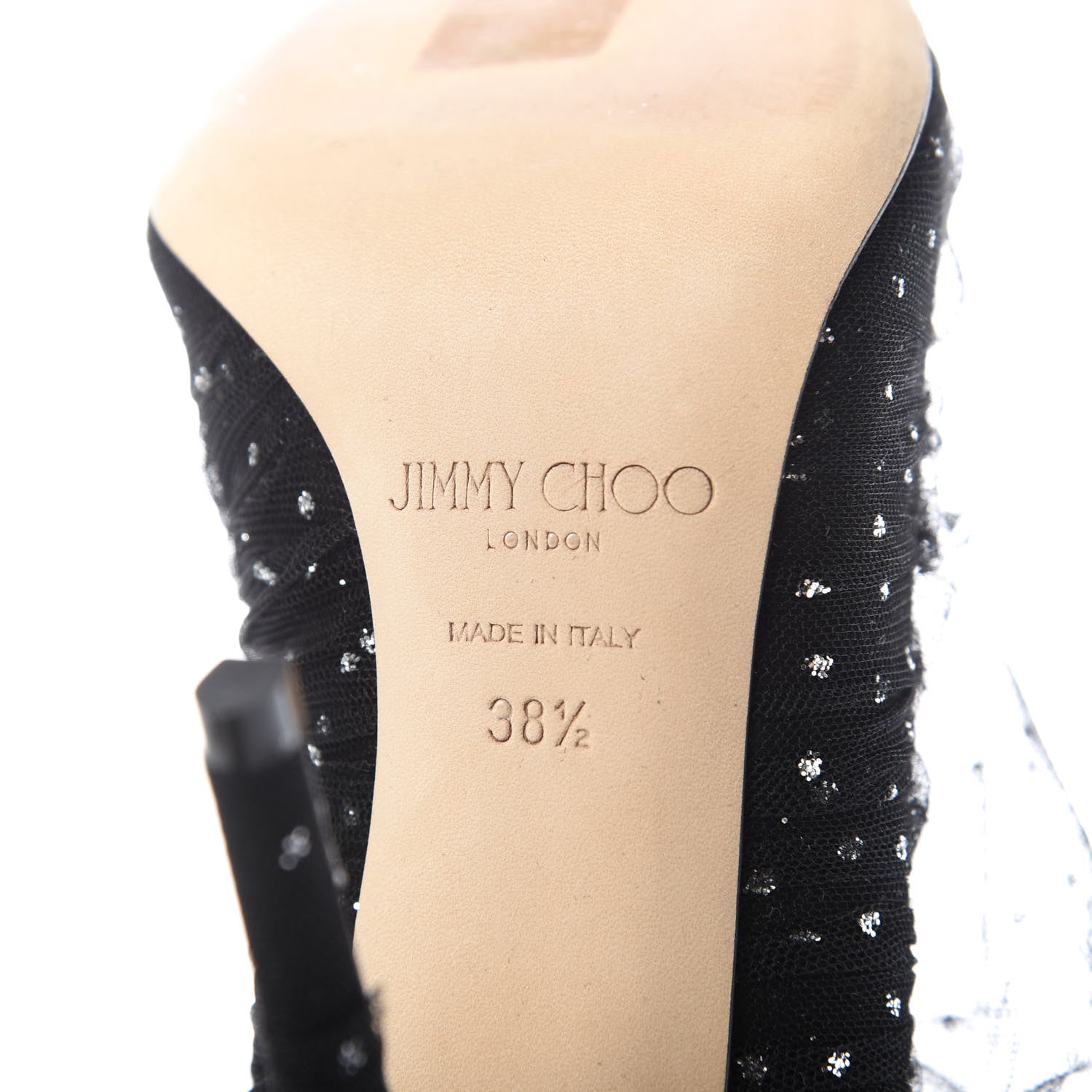 Jimmy Choo Suede Tulle Lavish 100 Pumps 38.5 Black Silver 7 of 8