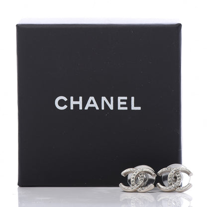 Chanel Crystal CC Earrings Silver 5 of 5