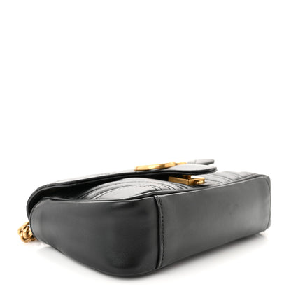Gucci Calfskin Matelasse Mini GG Marmont Shoulder Bag Black 4 of 11