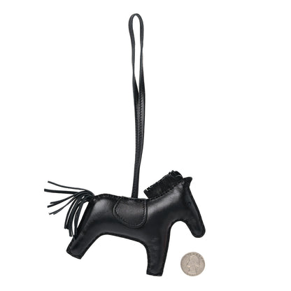 Hermes Milo Lambskin Grigri Rodeo Horse Bag Charm MM So Black 2 of 5
