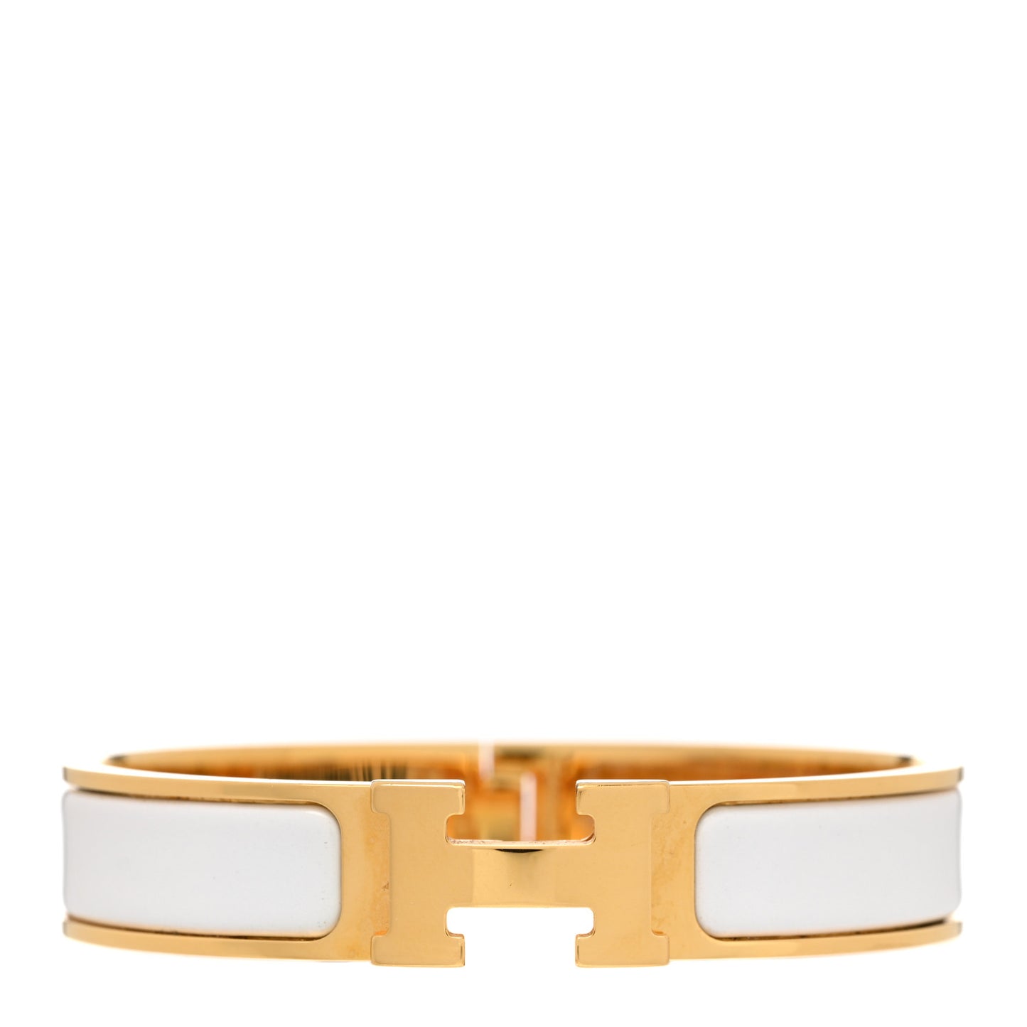 Enamel Narrow Clic Clac H Bracelet PM White