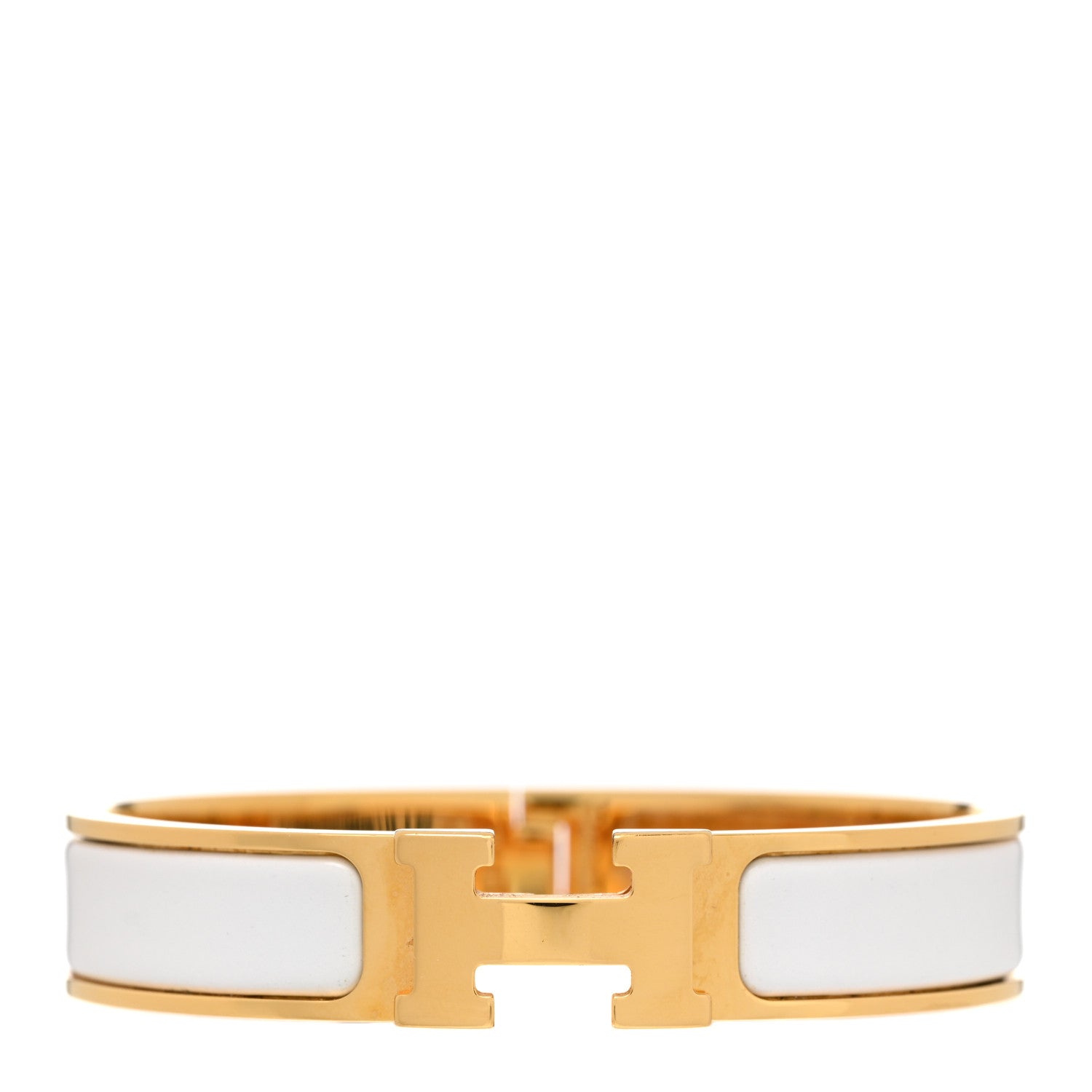 Hermes Enamel Narrow Clic Clac H Bracelet PM White 1 of 5