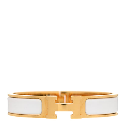 Hermes Enamel Narrow Clic Clac H Bracelet PM White 1 of 5