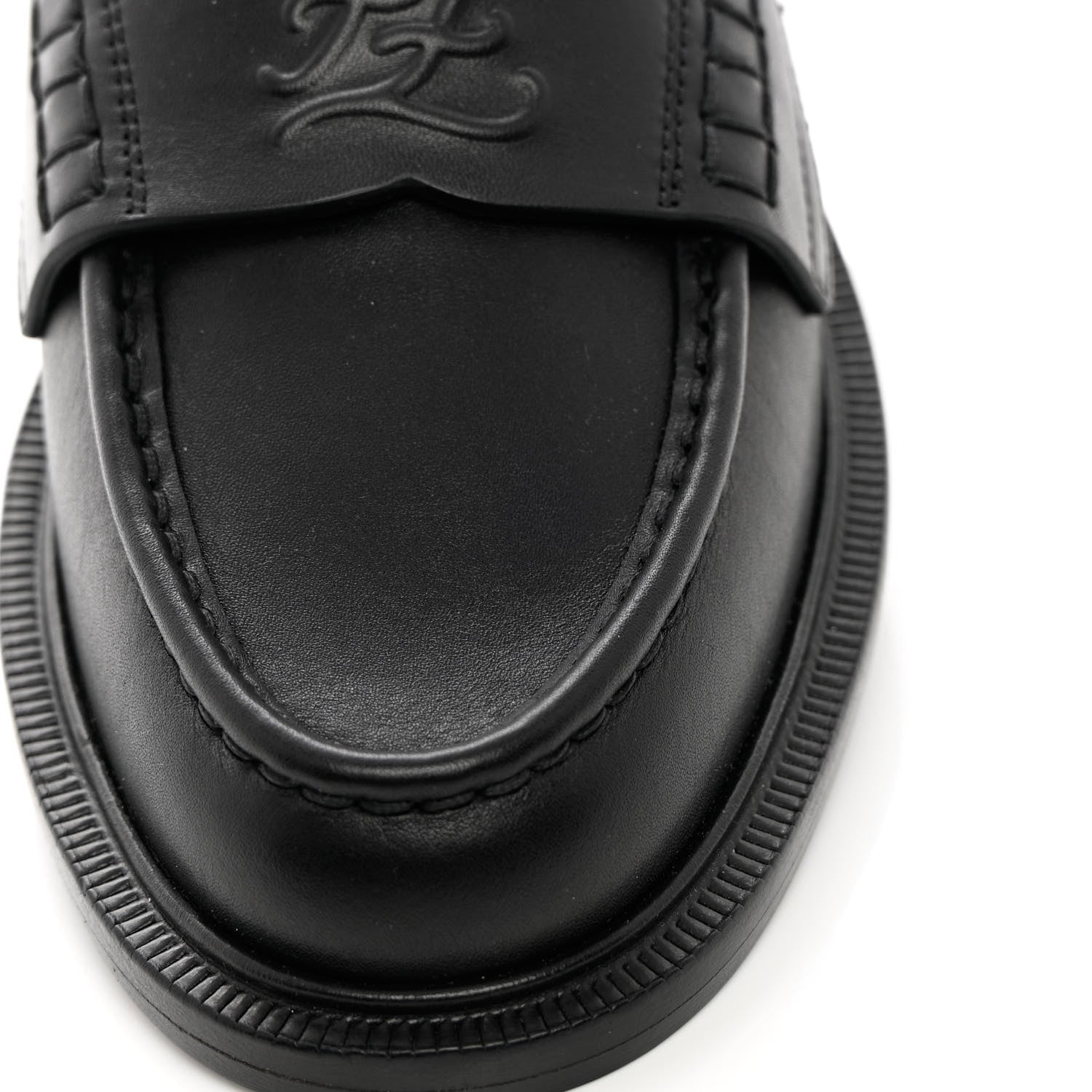 Fendi Calfskin Karligraphy Loafers 37 Black 8 of 13