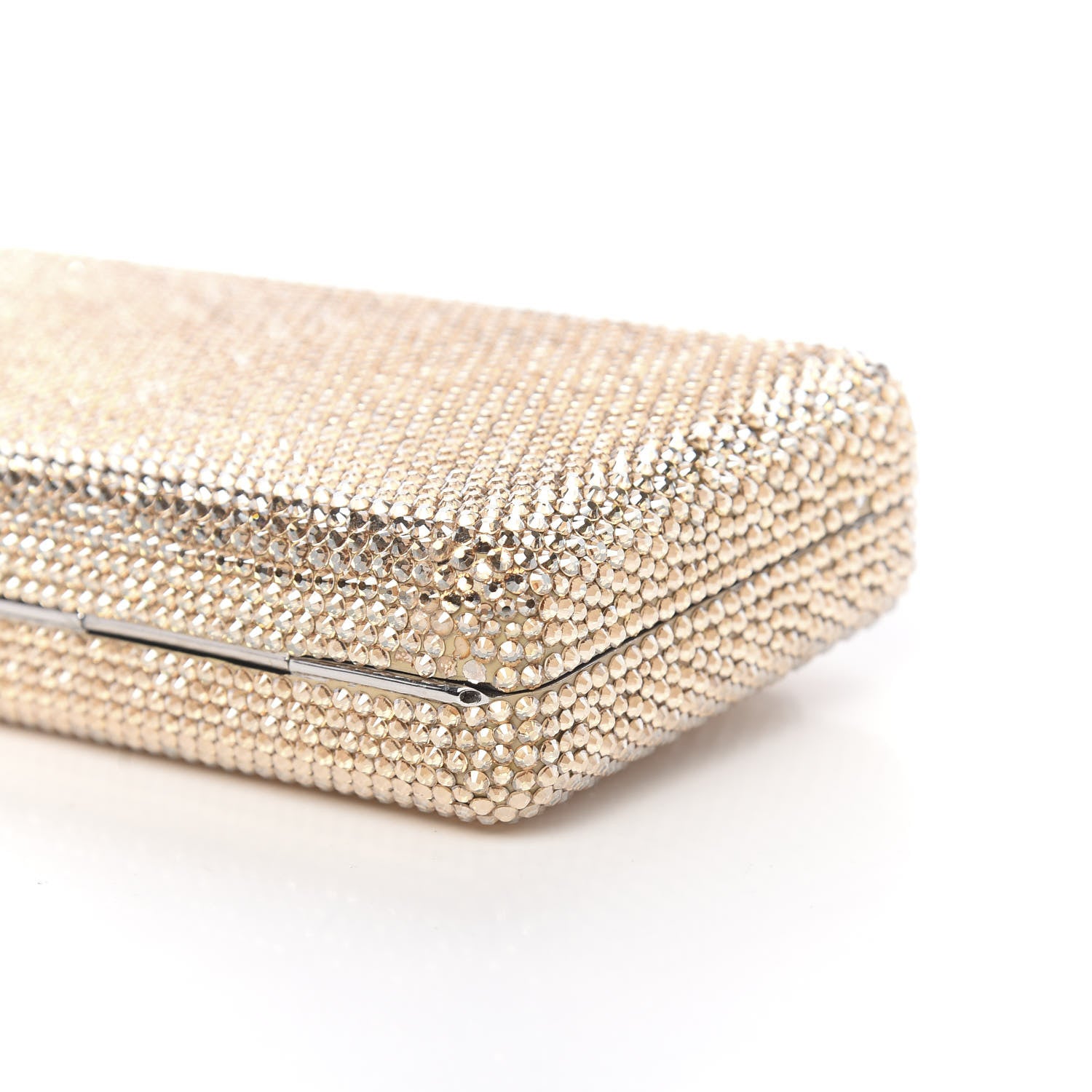 Judith Leiber Swarovski Crystal Minaudiere Clutch Silver Gold 13 of 14
